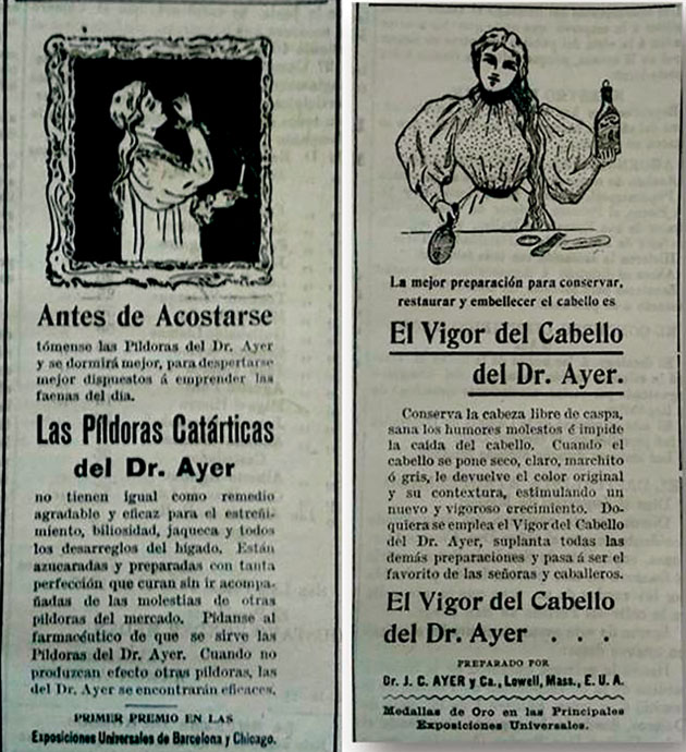 i+Diseño. Anuncios del Dr. Ayer insertados en el Periódico El Estandarte