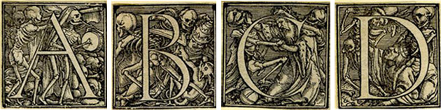 i+Diseño.  Hans Holbein el Joven, Alfabeto de la Muerte.