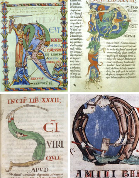 i+Diseño. Capitulares R, P, S, Q. Moralia in Job de San Gregorio, siglo XII.