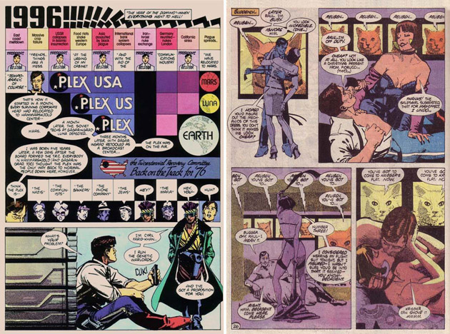 i+Diseño. Dos páginas no consecutivas de 'American Flagg!'.
