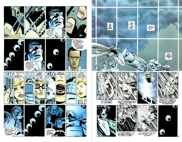 i+Diseño. Dos páginas enfrentadas del primer capítulo de 'Batman: The Dark Knight Returns'.