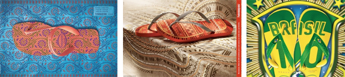 anuncio del modelo Flash, anuncio que marca el inicio del uso de estampados y modelo de la serie temática de Havaianas en referencia al equipo de fútbol para la celebración de la Copa de 2010