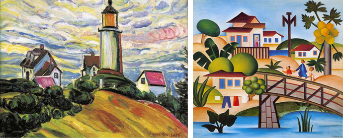 Izquierda: O Farol, Anita Malfatti (1915) Derecha: O Mamoeiro, Tarsila do Amaral (1925)