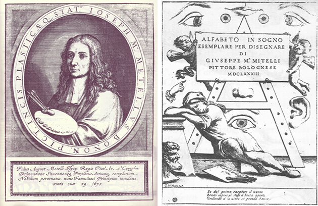 Giuseppe Maria Mitelli, 1675/ 6. Giuseppe Maria Mitelli, Alfabeto in sogno, frontispicio