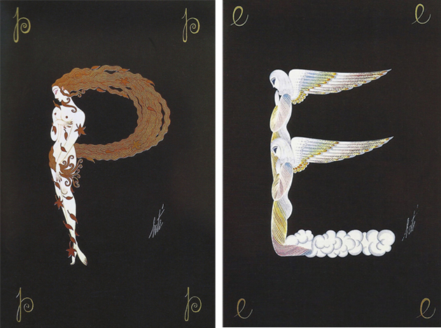 Fig. 25. Alfabeto de Erté, letra P  / Fig. 26. Alfabeto de Erté, letra E
