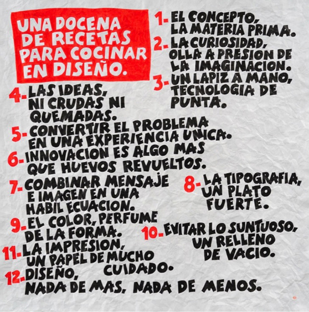 Fernando MEDINA, Una docena de recetas para cocinar en diseño, 2009