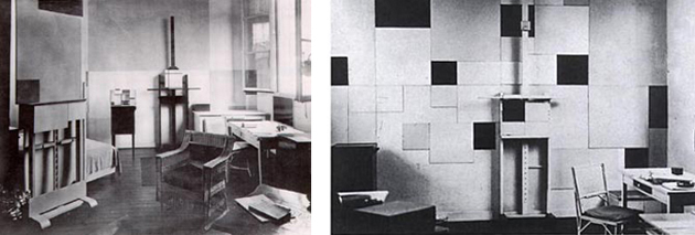 Piet Mondrian, Estudio parisino del artista  en el 26 de rue du Départ, 1926 y 1930 respectivamente