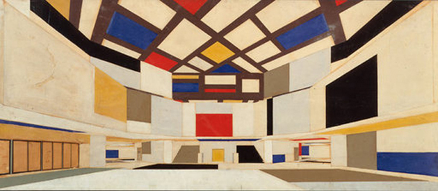 T. van Doesburg y C. van Eesteren, Diseño de color para el hall de la universidad de Ámsterdam, 1923