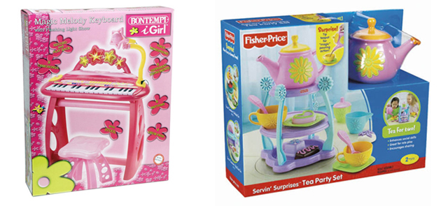Essempi di packaging di giocattoli per bambine. Magic Melody Keyboard, Bontempi/Fisher Price